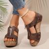 Plus Size Shoes for Women 36-43 Summer Fashion Slip On Platform Wedges Flats Peep Toe Comfortable Non-slip Sandals 2026