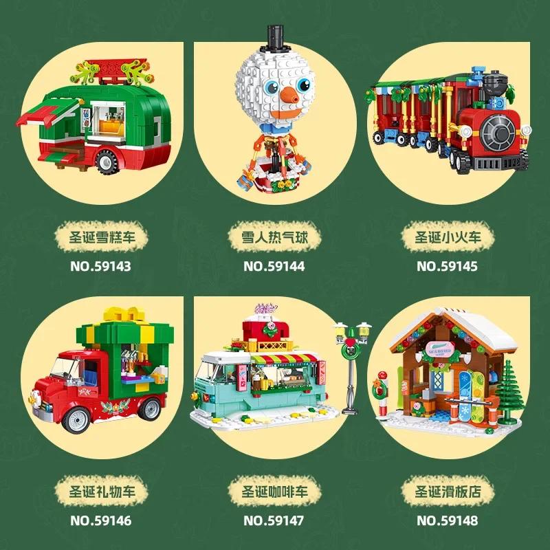 TOYLINX Model DIY Set Blocuri de Construcție de Crăciun Jucărie pentru Copii Blocuri de Construcție Ornament de Birou Decor pentru Camera Copiilor Cadouri