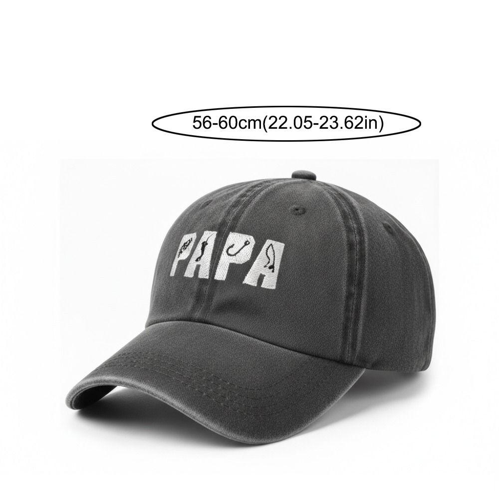 Adjustable Dad Hat PAPA Letter Embroidery Fishing Sun Hat FashionVintage Fishing Hook Hat  For Dad
