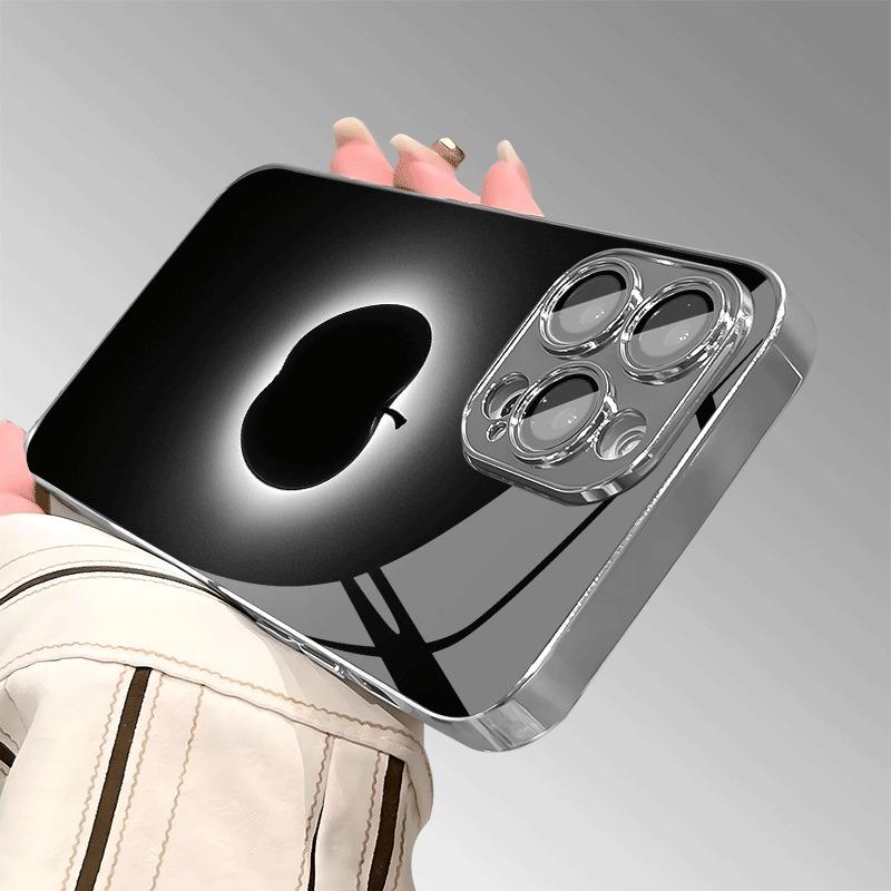 Einfacher Schwarz-Weiß-Stil Für Apple-Muster Glas Galvanisiertes Case Für iPhone 17 16 15 14 13 12 11 Pro Max Plus 16E 17Air Hülle