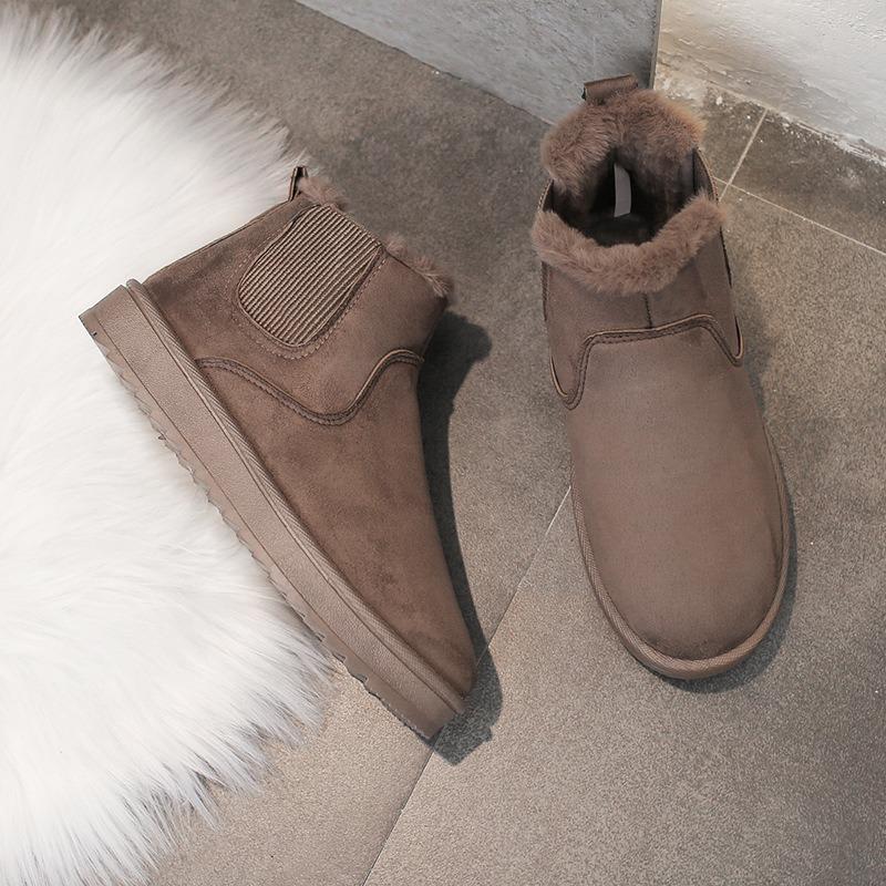 Novas botas de inverno quentes de tamanho grande, com espessura e veludo, de um pedal, sapatos de algodão, botas de neve femininas, comércio exterior