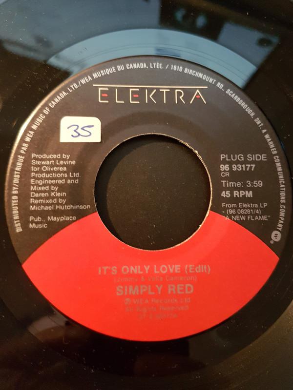 7-дюймовая пластинка SIMPLY RED Its Only Love 969317 Elektra 1989 Канада Поп Б/у