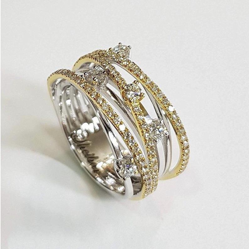Sparkling Diamond Micro-Inlaid Zircon Ring Creative Women'S Cross-Color Separation Ring