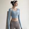 Inner Padded Yoga Tops Women Sexy Back Long Sleeve Yoga Top Sport High