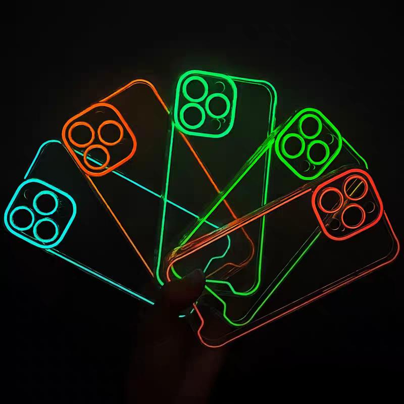 Night Lighting Soft Case For For Iphone 17 Air 16 1 14 Plus 13 12 11 Pro Max Phone Luminous Clear Silicone Shockproof Cover Funda