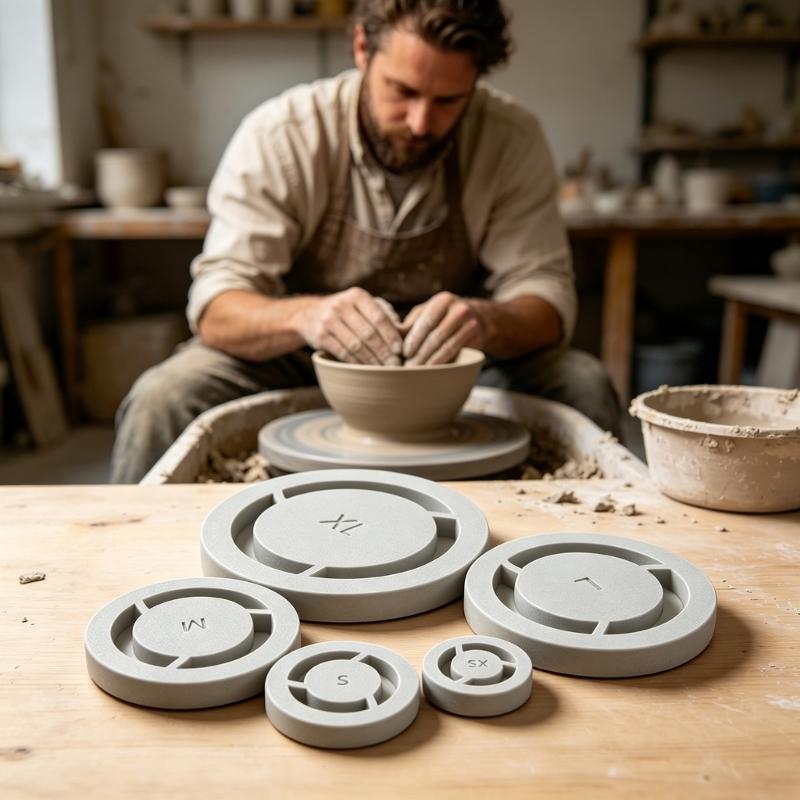 Pottery Bottom Shaping Form Set for Cups Bowls and Plates, 5 ABS Trimming Guides with Matte Texture and Assorted Diameter Coverage for Studio Use