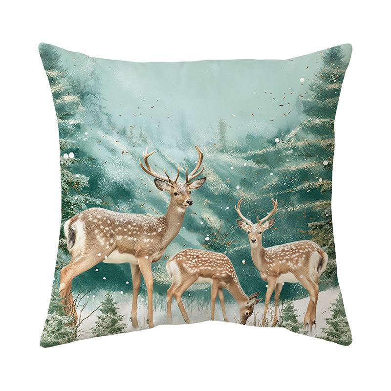 Winter Christmas Snow Scenery Printed Pillow Cover Holiday Decoration Sofa Cushion Cover American Home Bedroom Cushion
