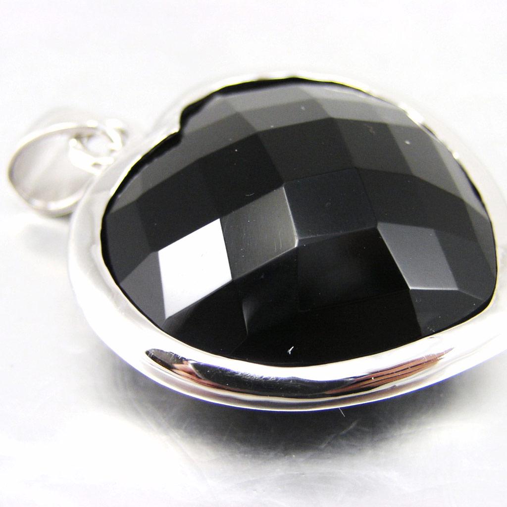 Les Trésors De Lily [F6820] - Silver Pendant 'Heart Ruth' Black White