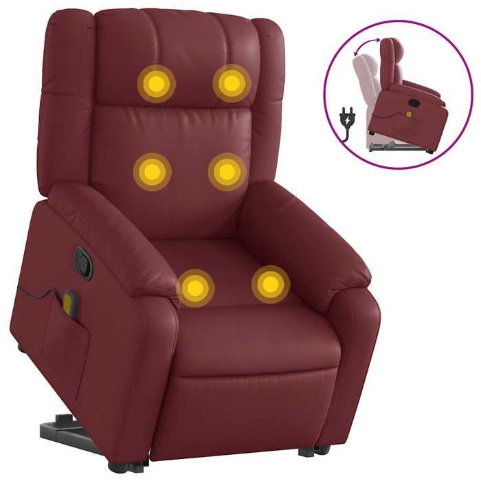 VidaXL Recliner Massage Chair Burgundy Red Faux Leather 3205161