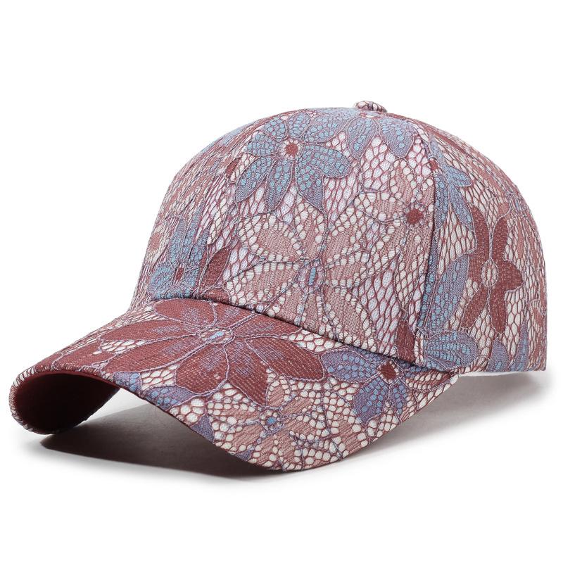 Atmungsaktive Baseballkappe mit Blumenmuster Verstellbare Schirmmütze Leichtes Netzdesign Sonnenschutz Kopfbedeckung für Sport im Freien