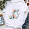 Watercolor Music Note Flowers Print T Shirt Girls Summer Fashion Tshirt Womem Hip Hop Tshirt Femme Harajuku Shirt Streetwear