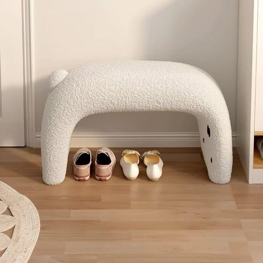 Armless Dressing Chair Plush Shoe Changing Stool Cute Vanity Stool Living Room