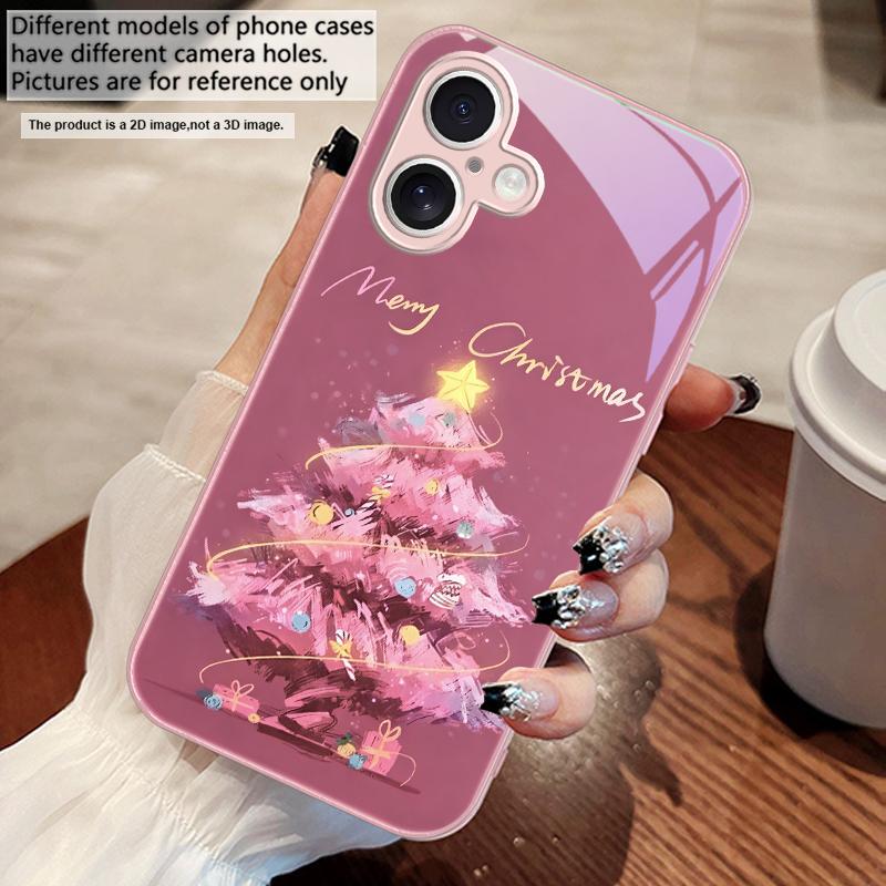 Decorated Christmas Tree For iPhone 17 Air 16 E 15 14 13 Plus 12 Mini 11 17 Pro Max XR Xs Max 16E 7 8 Tempered Glass Phone Case