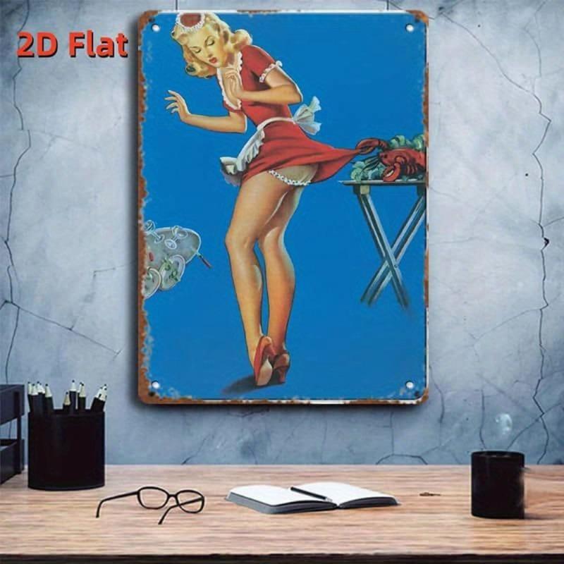 Pin-Up Girls Tin Sign, Retro Metal Wall Art