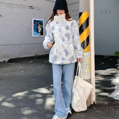 New Lamb Plush Coat for Women's Autumn and Winter Plush Thickened Loose Stand-up Collar Fluffy Imitation Fur Cotton Clothes