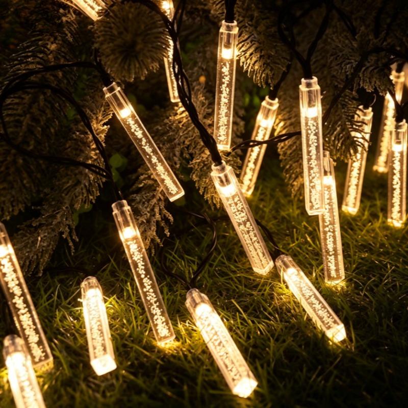20/50/100LED Solar Powered Outdoor Waterproof Square Bubble Wand String Lights Lawn Lights Garden Scenery Atmosphere Lights Garden Decoration