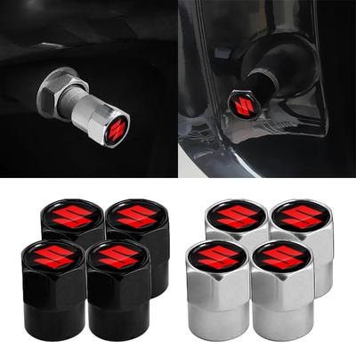 4Pcs Car Valve Stem Caps Cover Waterproof Car Goods For Suzuki Swift Sport Jimny Grand Vitara Alto SX4 Samurai Across