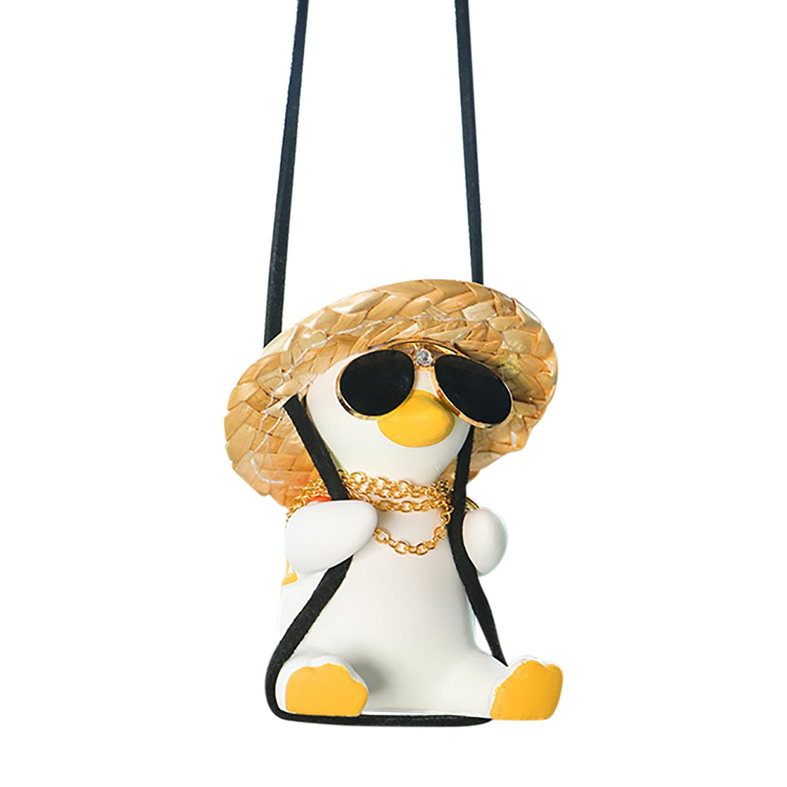 Cute Anime Little Duck Swing Auto Rearview Mirror Hanging Ornaments Auto Rearview Mirror Pendant Interior Decoration Accessories