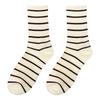 5 Pairs of Female Spring and Autumn Solid Color Striped Students Movement In The Tube Pile Cotton Socks