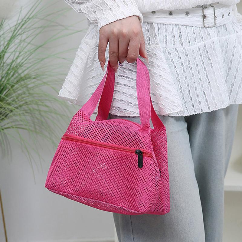 Torba siatkowa w jednolitym kolorze, podróżna kosmetyczka, duża pojemność, kosmetyczka, przenośne torby do przechowywania na sport, pływanie