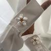 2Pcs Irregular Baroque Pearls Flower Button for Women Men Metal Geometry Safe Hijab No Hole Pins Shirt Scarf Buckle Accessories