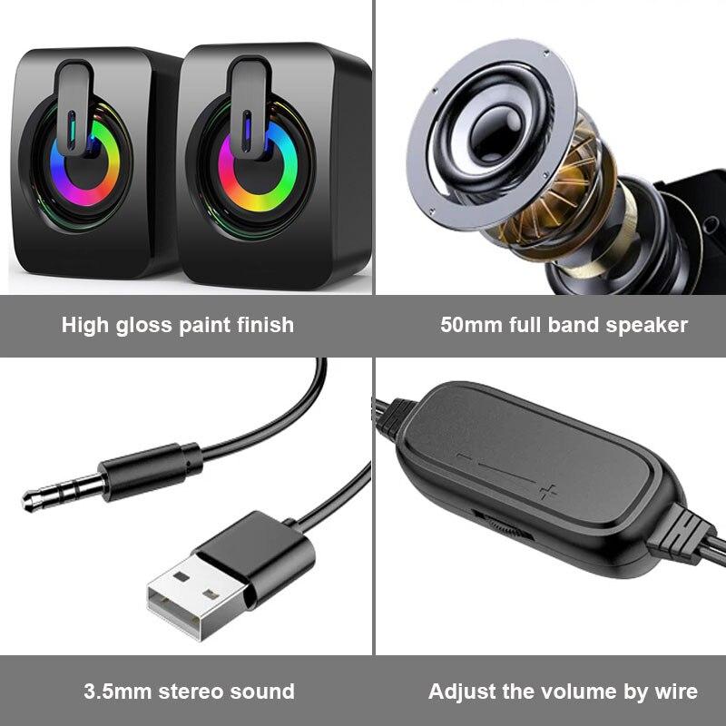 PC Computer Speaker For PC Laptops Desktop Caixa De Som Portable Sound Box Music USB 3.5mm Wired USB Mini Column Acoustics
