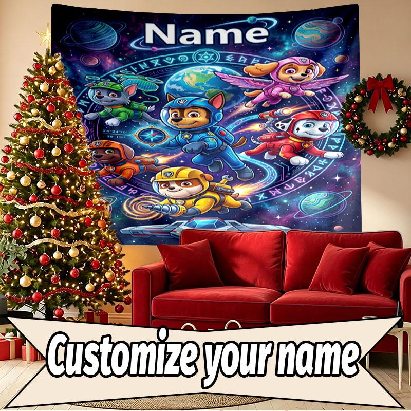 Custom Name Personalized PAW Patrol Print Tapestry, Wall Art Decor, Bedroom, Dorm, Apartment, LivingRoom, Party Backdrop, Gift for Birthday
