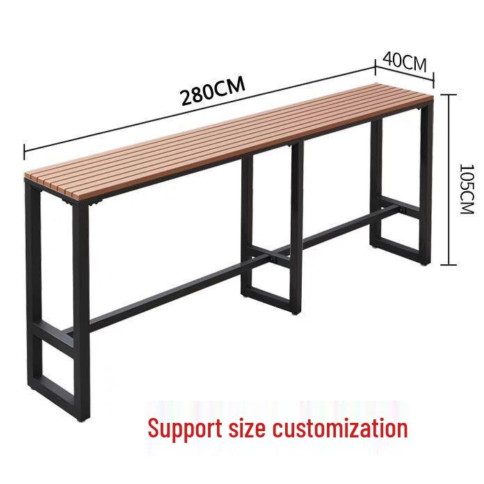 Garden High-Legged Table and Chair Set - Anti-Corrosion Plastic Wood, Waterproof, UV-Resistant, Perfect for Balcony or Outdoor Bar.