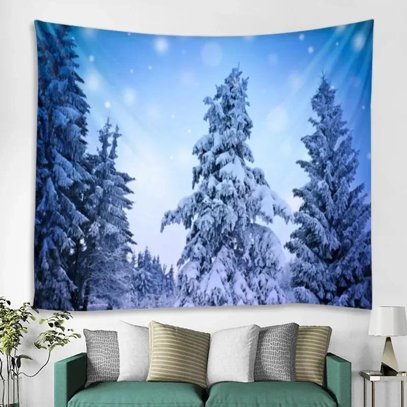 Winter Snowy Forest Pattern Bedroom Curtain Background Cloth Home Decoration Room Living Room Wall Tapestry