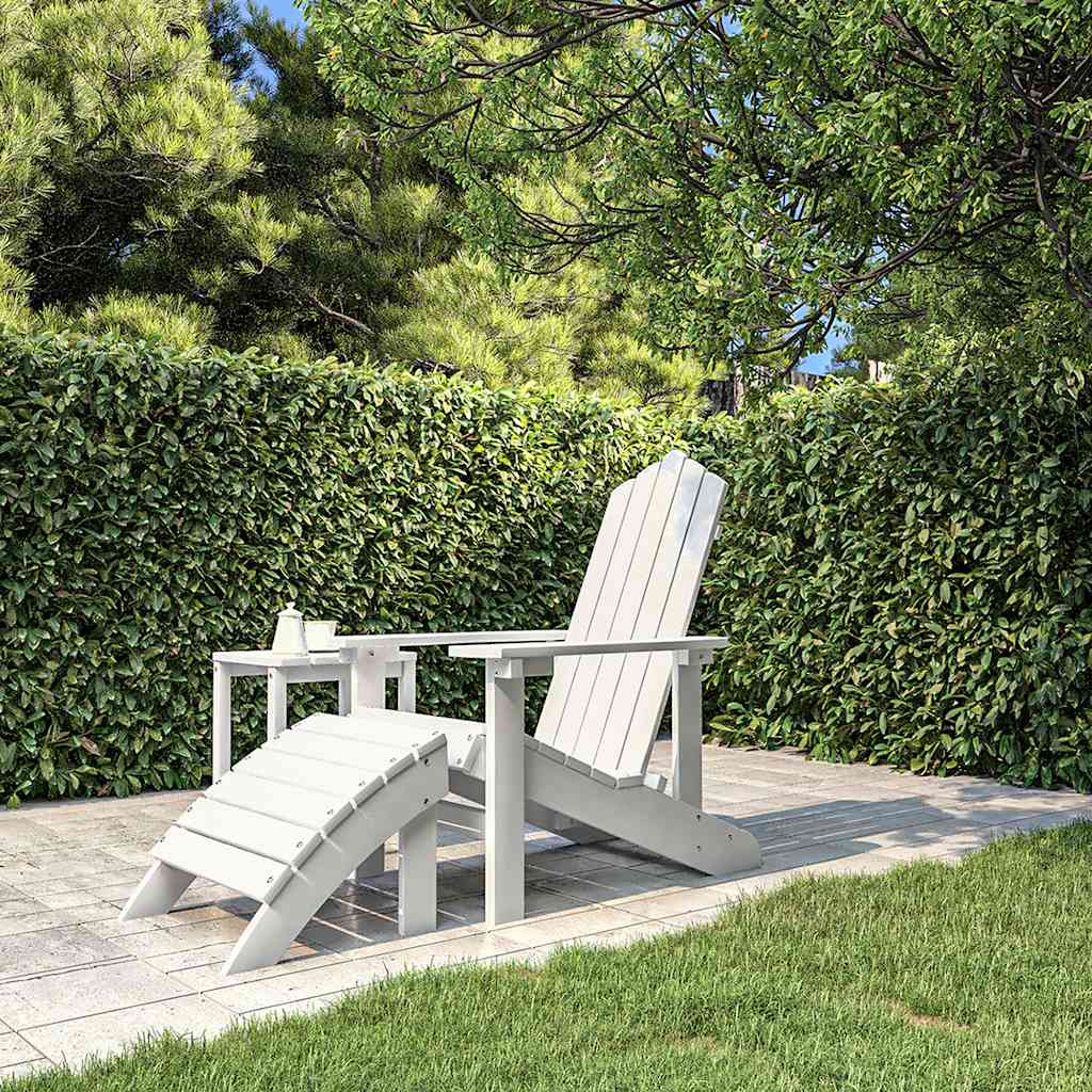Vidaxl Adirondack Chair With Footrest, Hdpe, White