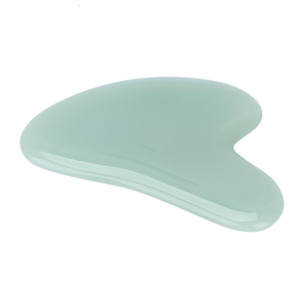 Gua Sha Facial Tool Natural Jade Stone Guasha Massage Board for Face Relieve TensionsPeach Heart Light Green