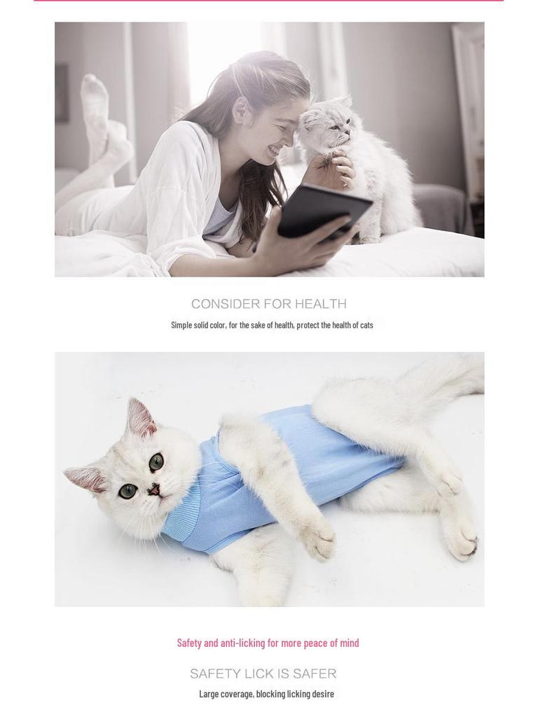 Breathable Cat Recovery Suit: Elastic, Anti-Lick Sterilization & Weaning Garment for Female Cats