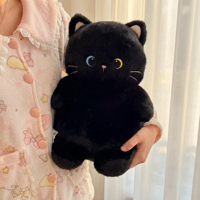 Adorable Black Cat Plush Doll - Cartoon Animal Series Cushion Companion 35 cm