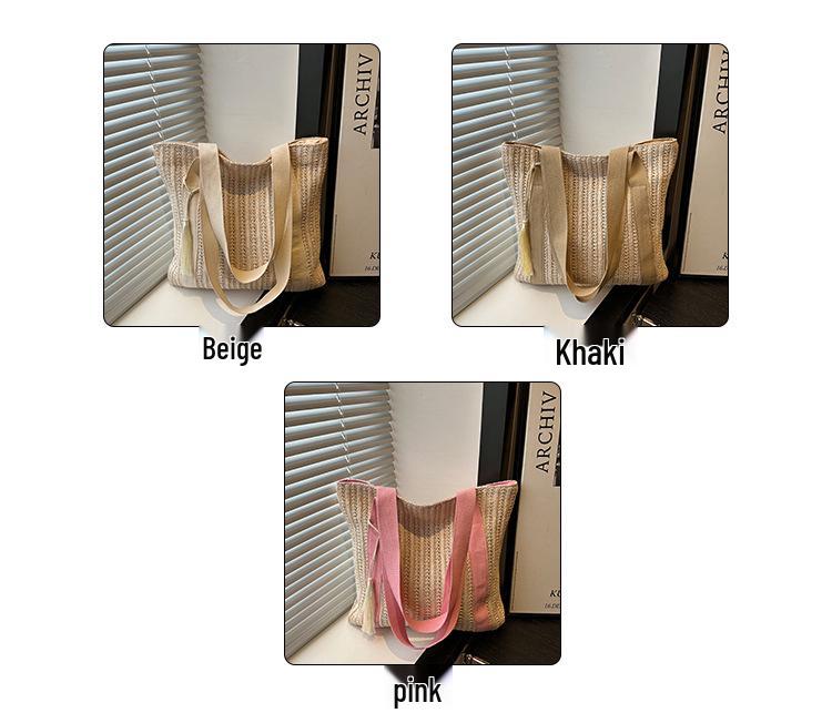 Woven Straw Crossbody Shoulder Bag - Large Capacity, Casual & Versatile Women's Summer Handbag