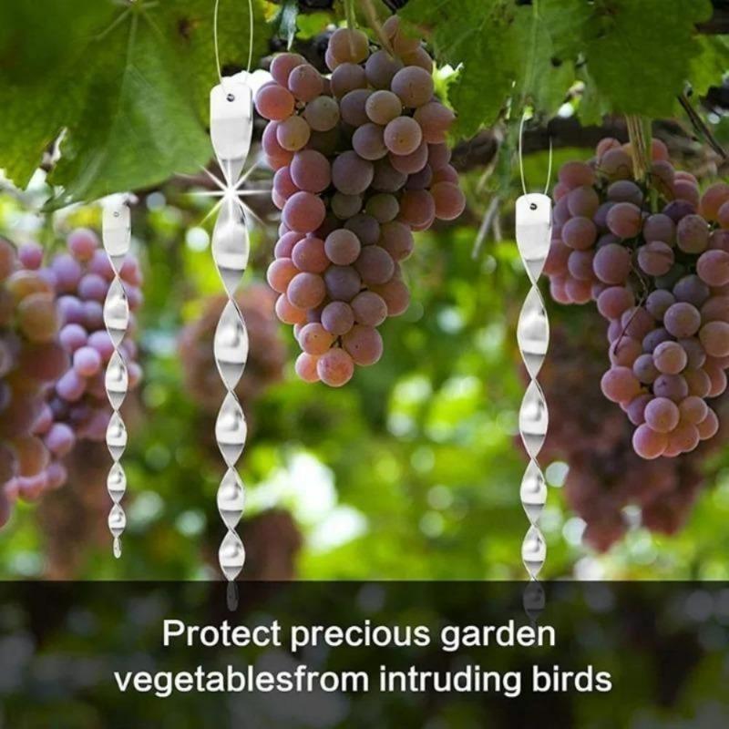 80pcs Bird Repellent Reflective Rods 30cm Scare Birds Repeller Wind Spiral Rotating Rod Hanging Ornaments Home Garden Decor
