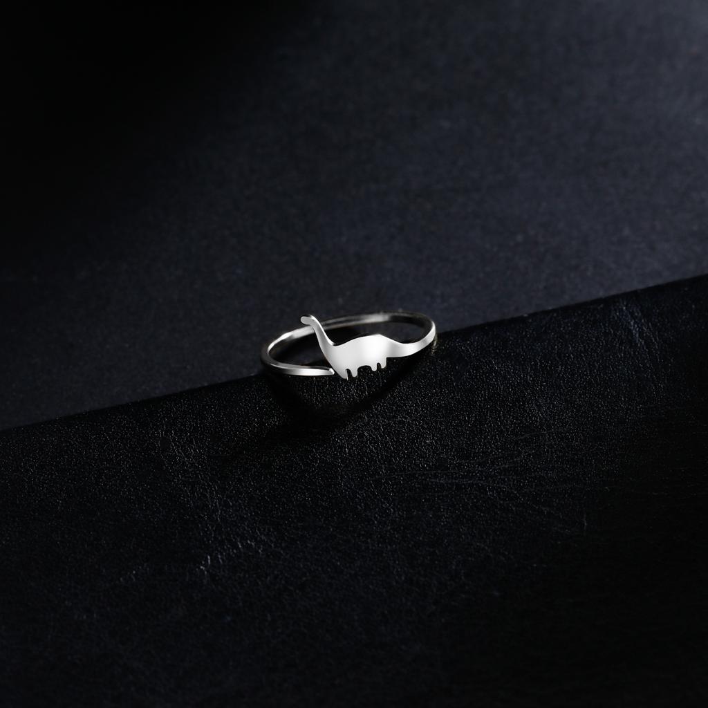 Cazador Adjustable Dinosaur Ring Stainless Steel Cute Brachiosaurus Open Rings for Women Animal Jewelry Birthday Gift Wholesale