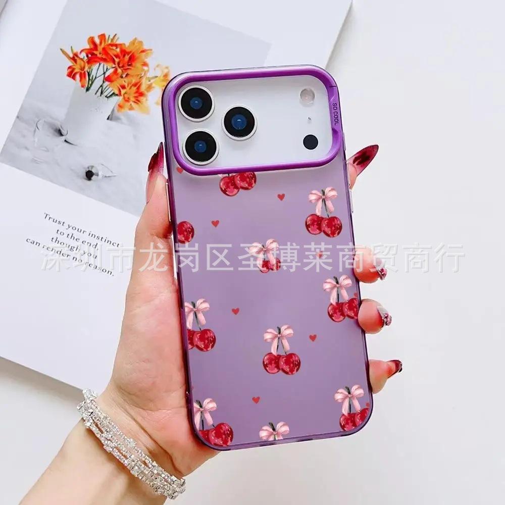 Pink Bow for Apple 15 Colored Silver iPhone14Pro Creative 11promax Matte 16 Protective Cover 17