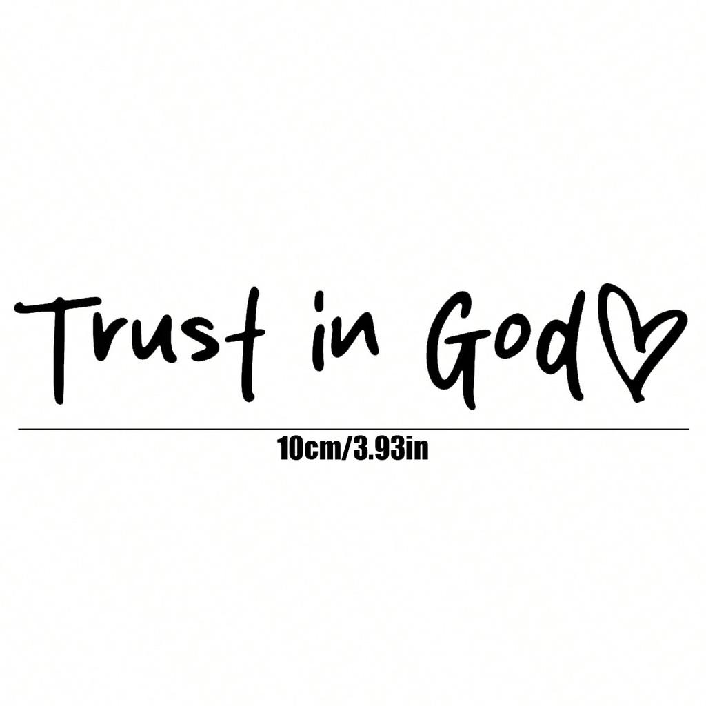 Bible Verses Christian Mirror Sticker - Trust In God, Faith Hope Love, Self Adhesive Shiny Look, "Trust In God" Pattern with Heart Shape