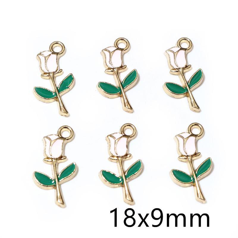 20Pcs 5Color 10x13MM Alloy Metal Drop Oil Colorblock Daisies Charm Flower Plant Pendant For DIY Bracelet Necklace Jewelry Making