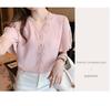 Women's Lace V-Neck Chiffon Short-Sleeve Summer Top - Stylish & Elegant