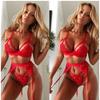 Sexy Deep V Lingerie Set for Women Heart Back 3 Piece Outfit with Garter Belt Erotic Babydoll Nightwear Temptation Three Styles