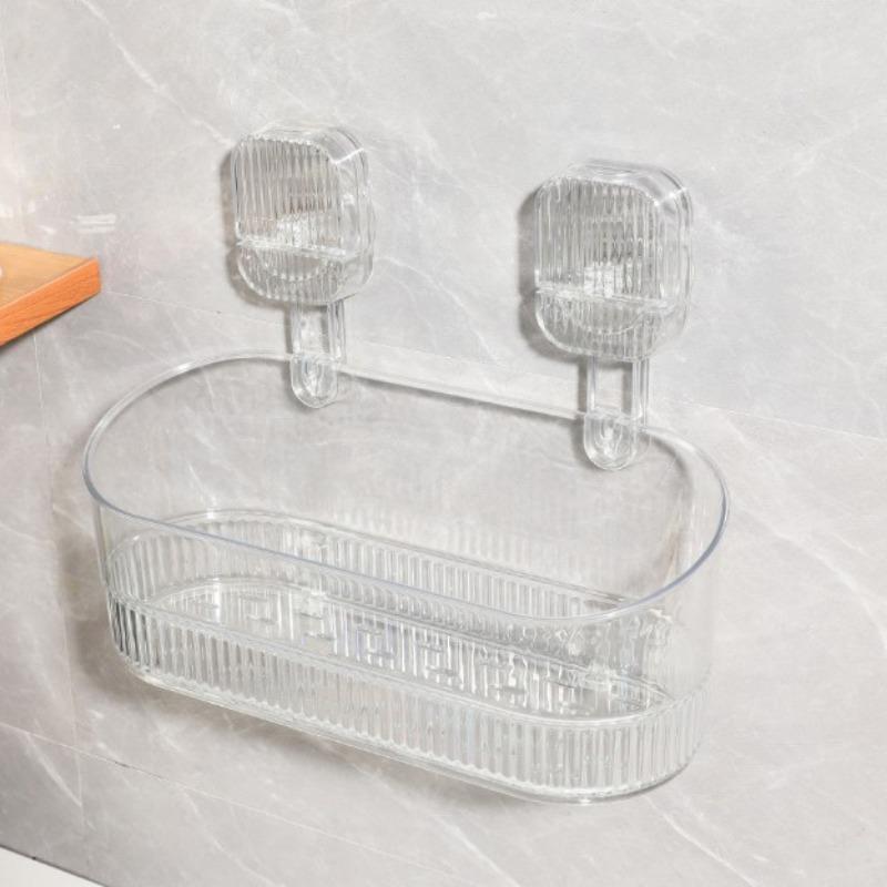 Suction Cup Storage Rack Wall-mounted Without DrillingBathroom Shower Washbasin Kitchen Storage Box