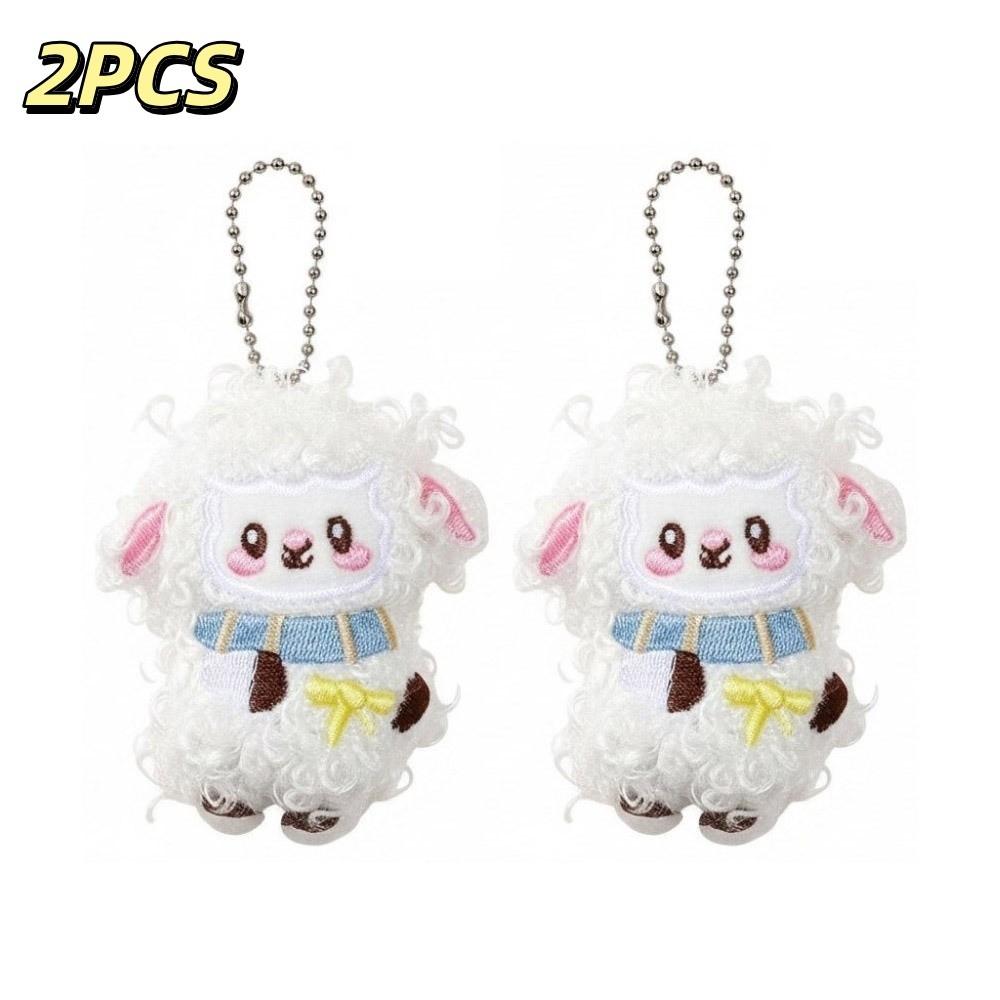 Kawaii Fluffy Lamb Doll Keychain Cute Cartoon Fluffy Hugging Pendant Year of the Sheep