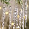 Yousheng 12 Pcs Acrylic Icicles Christmas Ornaments Clear Crystal Icicle Christmas Tree Hanging Decorations for Xmas New Year Holiday Wedding Winter