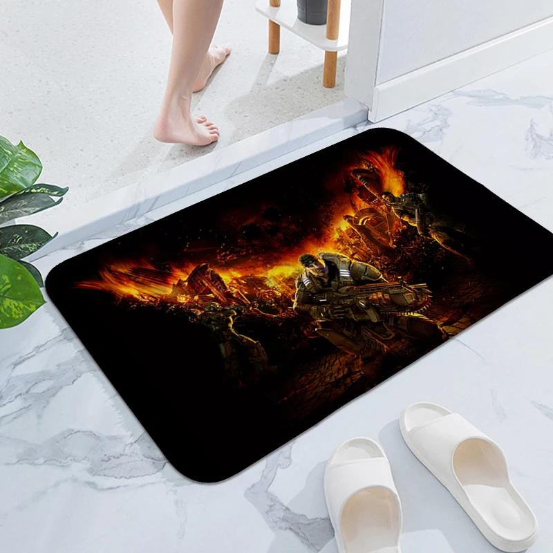 Bathroom Rug A-Gears of War Outdoor Entrance Doormat Hallway Entryway Foot Mat Bedroom Living Room Floor Carpet Anti Slip Home