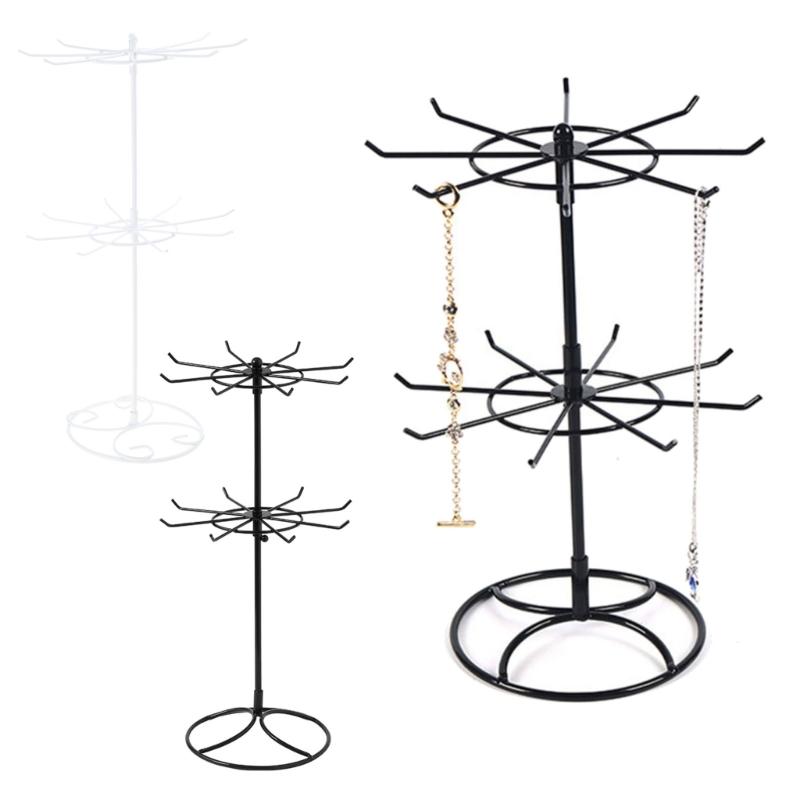 Jewelry Display Rack 2 Tier Rotating Necklace Holder Jewelry Tree Stand Jewelry Organizer for Necklaces Bracelet Earring