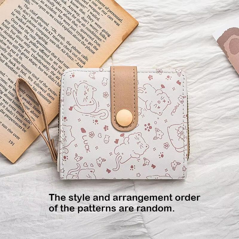 1pc Cat Girls Wallet Short Id Bank Card Holder Money Bag Japanese Student Zipper Wallets Key Storage Purse Coin Purse for Women