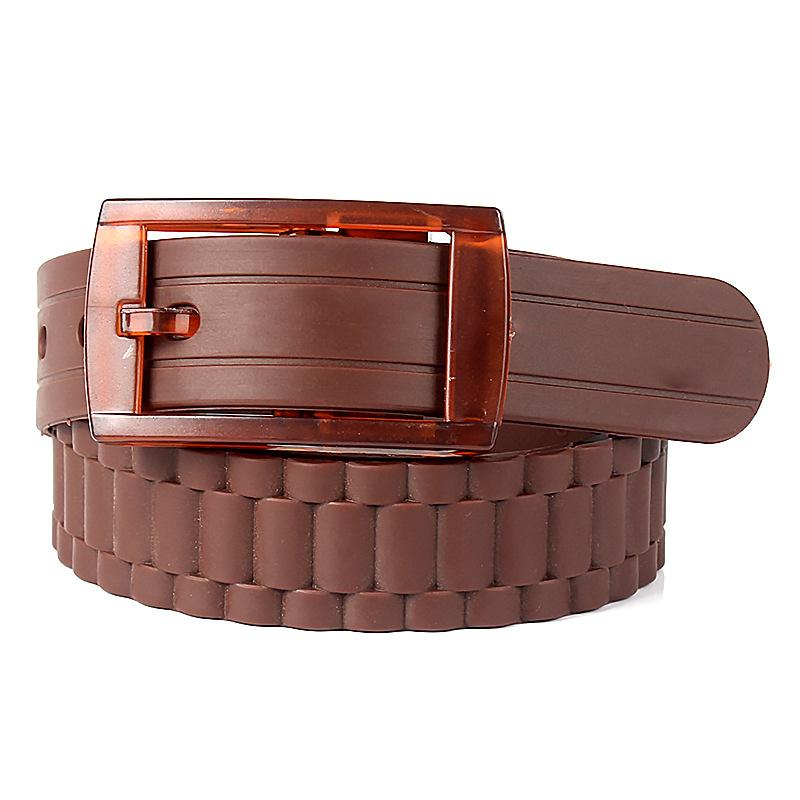 Nuove Cinture Per Uomo Donna Colori Uni Caramella Gomma Siliconica Pelle Forma Ondulata Fibbia in Plastica Cintura Carina Senza Metallo