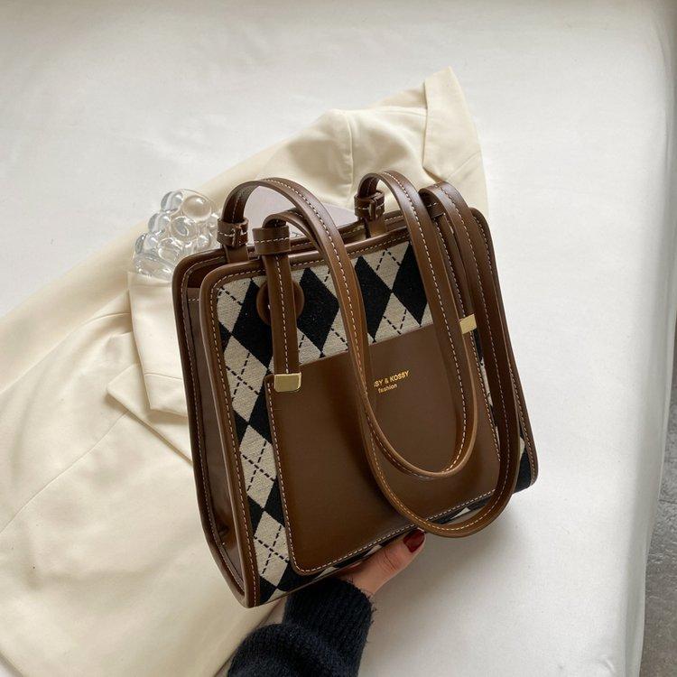 Fashion Choice, Retro Diamond Tote Bag коричневый