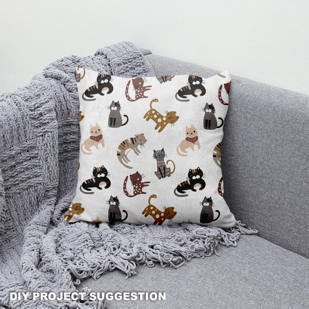 Royal Samt Stoff Polyester Zum Nähen - Motiv Katzen Mit Mustern